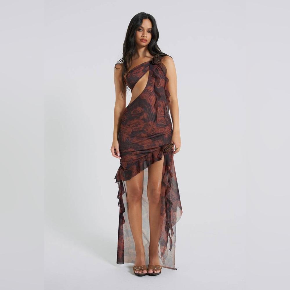 ATHENA ONE SHOULDER DRAPED MAXI DRESS